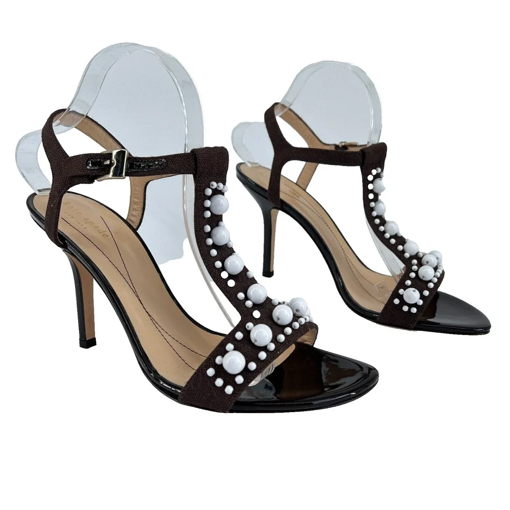 Kate Spade Looker Sz 10B Beaded Sandal Heel Italy Stiletto Dressy Summer NIB - Picture 1 of 9